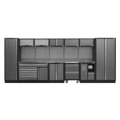 Superline PRO Storage System with Stainless Worktop 4.92m - APMSSTACK15SS
