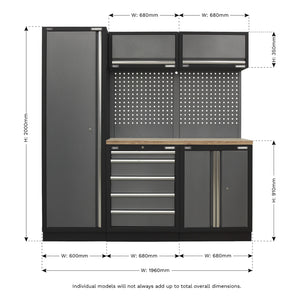 Superline PRO Storage System with Wood Worktop 1.96m APMSSTACK02W 10