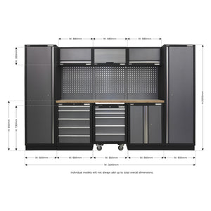 Superline PRO Storage System with Wood Worktop 3.24m APMSSTACK03W 12