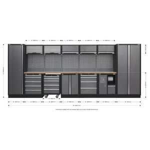 Superline PRO Storage System with Wood Worktop 4.92m APMSSTACK01W 5