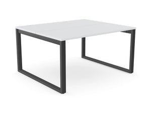 Switch 2 Person Bench Desk with Closed Leg in White Black Finish