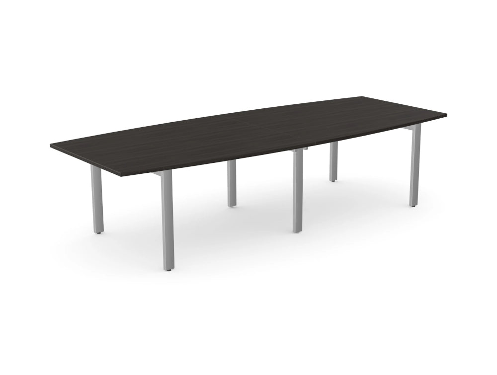 Switch Curved Meeting Table with Open Leg in Black Ash and Silver Finish