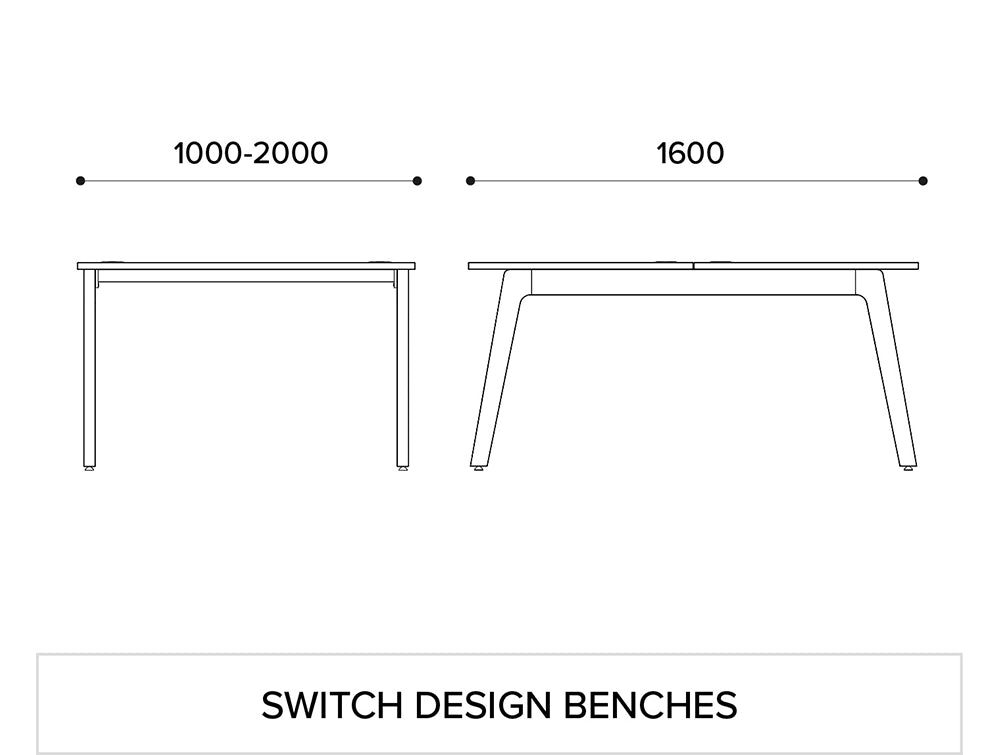 Switch Design 2 Person Bench Desk Dimensions