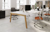 Switch Design 2 Person Bench Desk with Mesh Back Armchair and Closed Metting Pod in Modern Office Setting