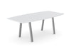 Switch Single Curved Meeting Table with A Leg in White and Silver Finish