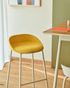 Team Upholstered High Stool with Hightop Table and Wall Art in Breakout Setting