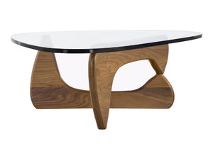Tempered Glass Coffee Table with Walnut Base 15mm