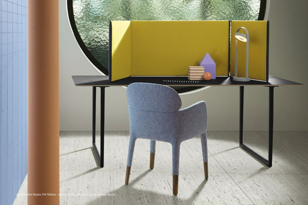 Toa Conference Table with Chairs and Desk Screens in Meeting Room Setting