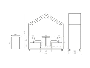 Treehouse 2 Person Open Meeting Pod Dimensions