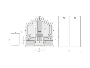 Treehouse Acoustic 4 Person Closed Meeting Pod Dimensions