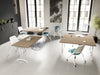 Twister Rectangular Folding Table with Flex Folding Chair and Black Finish Key Wooden Cupboard in Modern Office Setting