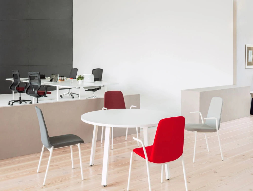 Ulti K Chair With Light Grey Finish And White Coffee Table