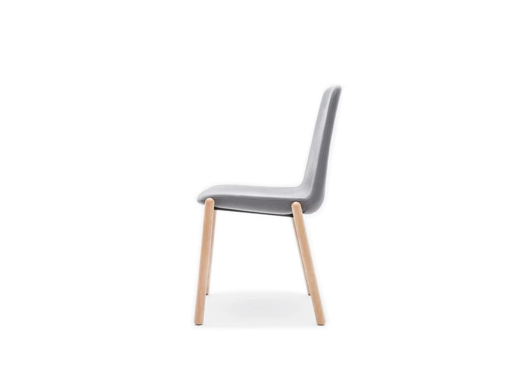 Ulti Kw Chair With Grey Upholstered Finish And Four Wooden Legs