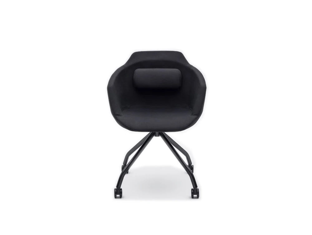 Ultra F Armchair with Black Upholstered Finish and Black Metal Base