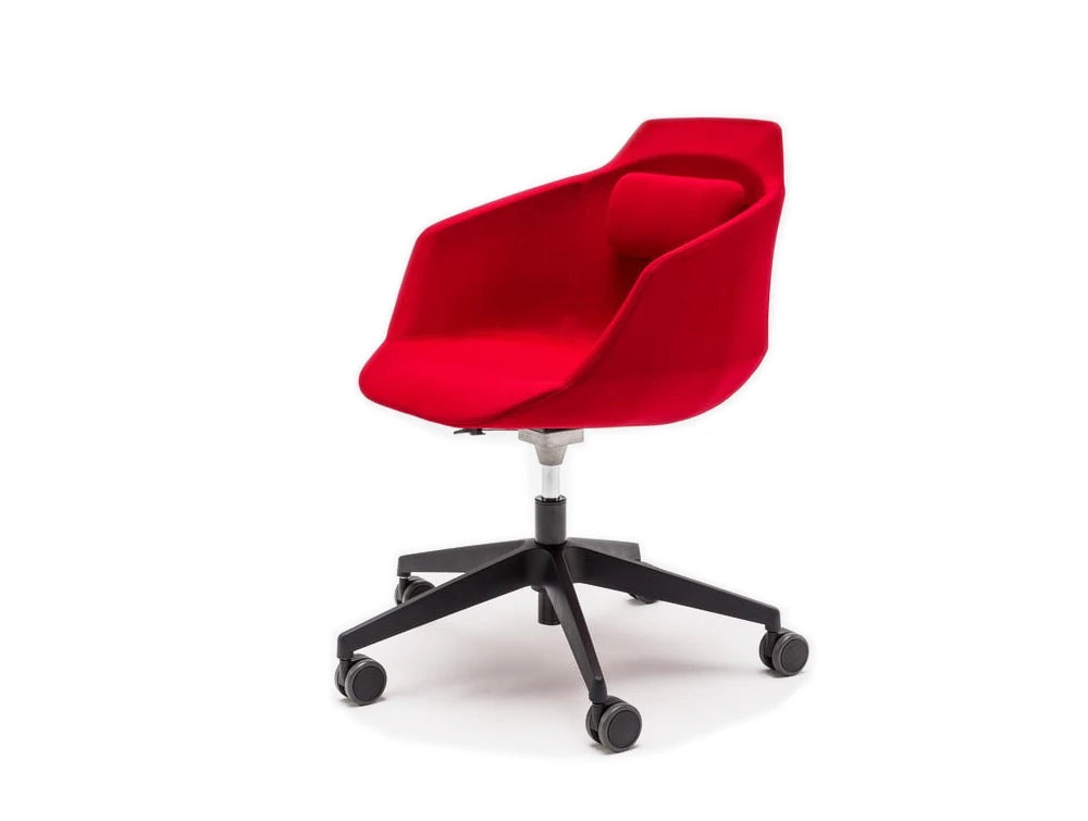 Ultra F Armchair with Castor Wheels and Red Finish