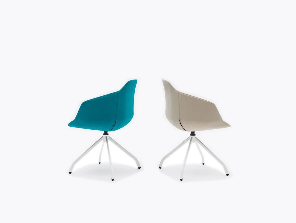 Ultra F Armchair with Four Star White Legs and Beige
