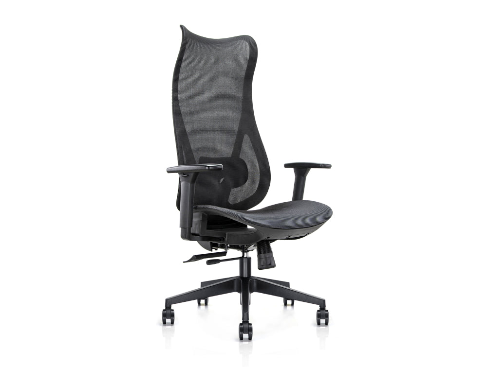 Ultra High-Back Task Chair with Adjustable Lumbar Support and Knee Tilt Mechanism