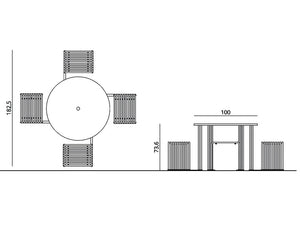 Urbantime .015 Octopus Outdoor Round Table With Integrated Seating Dimensions