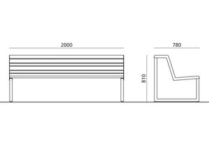 Urbantime .H24 Outdoor Double Seat With Backrest Dimensions