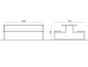 Urbantime .H24 Outdoor Picnic Table With Integrated Benches Dimensions