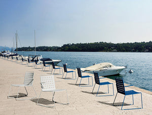 Urbantime Busy Lounge Outdoor Rocking Chair In White And Blue Finish By The Sea