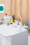 Valde Modular Reception Desk with Ergonomic Chair and Bench Seating in Reception Setting