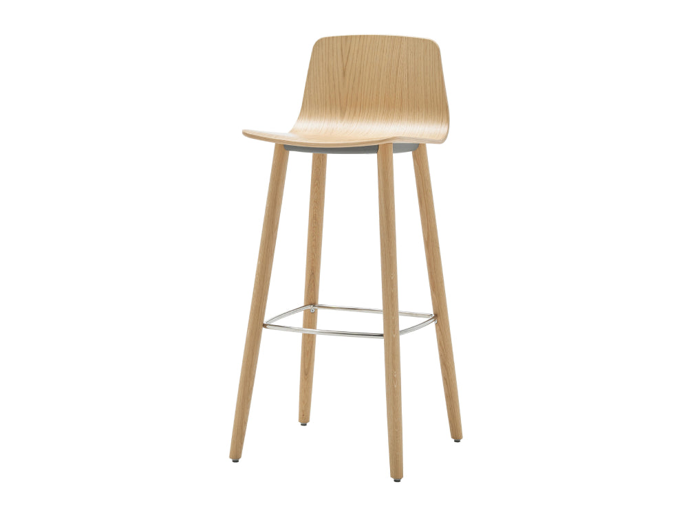 Varya Wood High Stool With Footrest