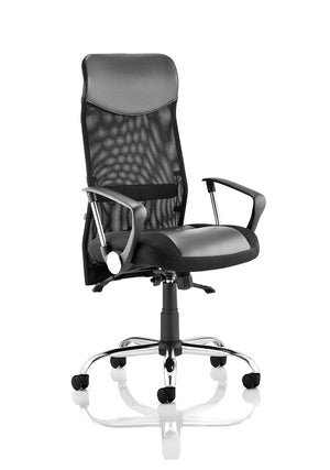 Vegas Executive Chair Black Leather Seat Black Mesh Back With Leather Headrest With Arms EX000074 1