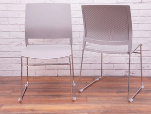 Verse Multipurpose Stacking Chair In Grey Front And Rear View