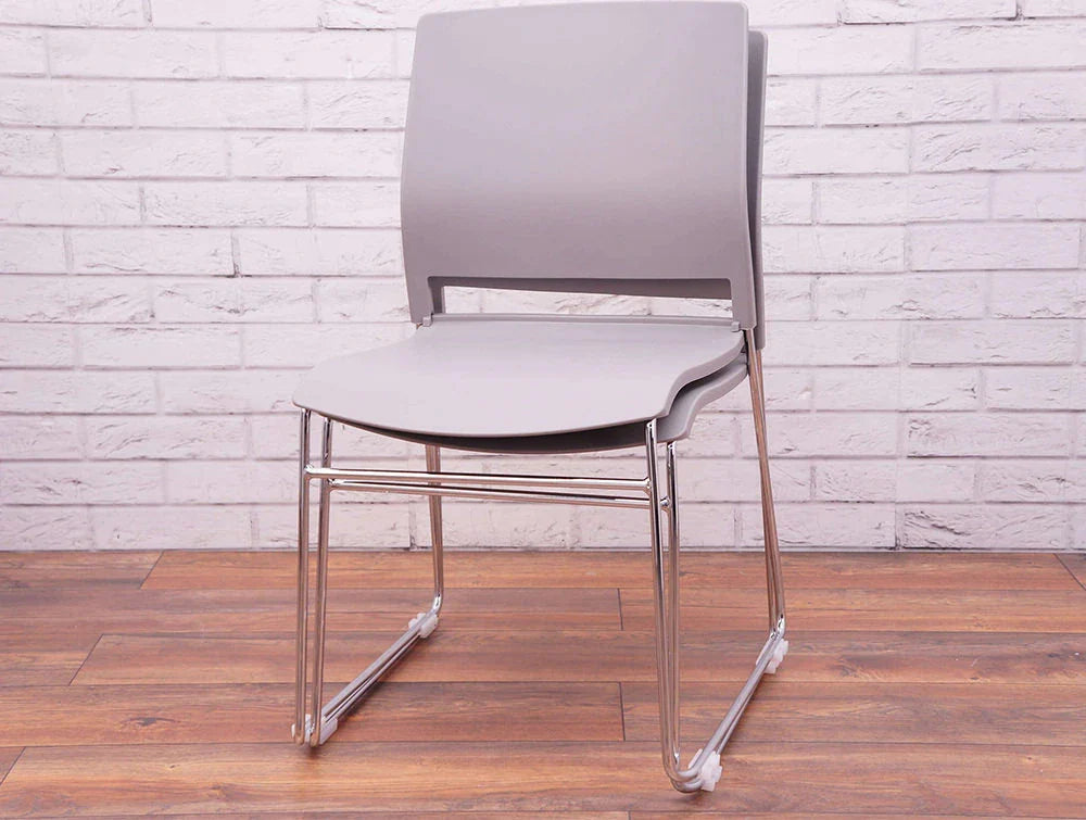 Verse Multipurpose Stacking Chair in Grey Stacked