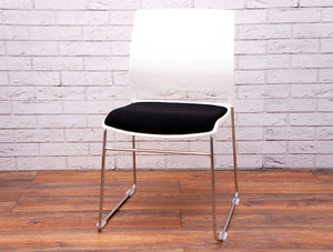 Verse Multipurpose Stacking Chair in White and Black Front View