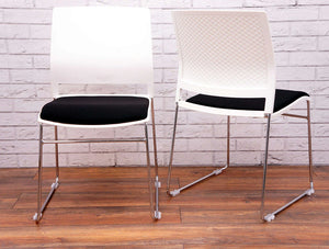 Verse Multipurpose Stacking Chair In White And Black Front And Rear View