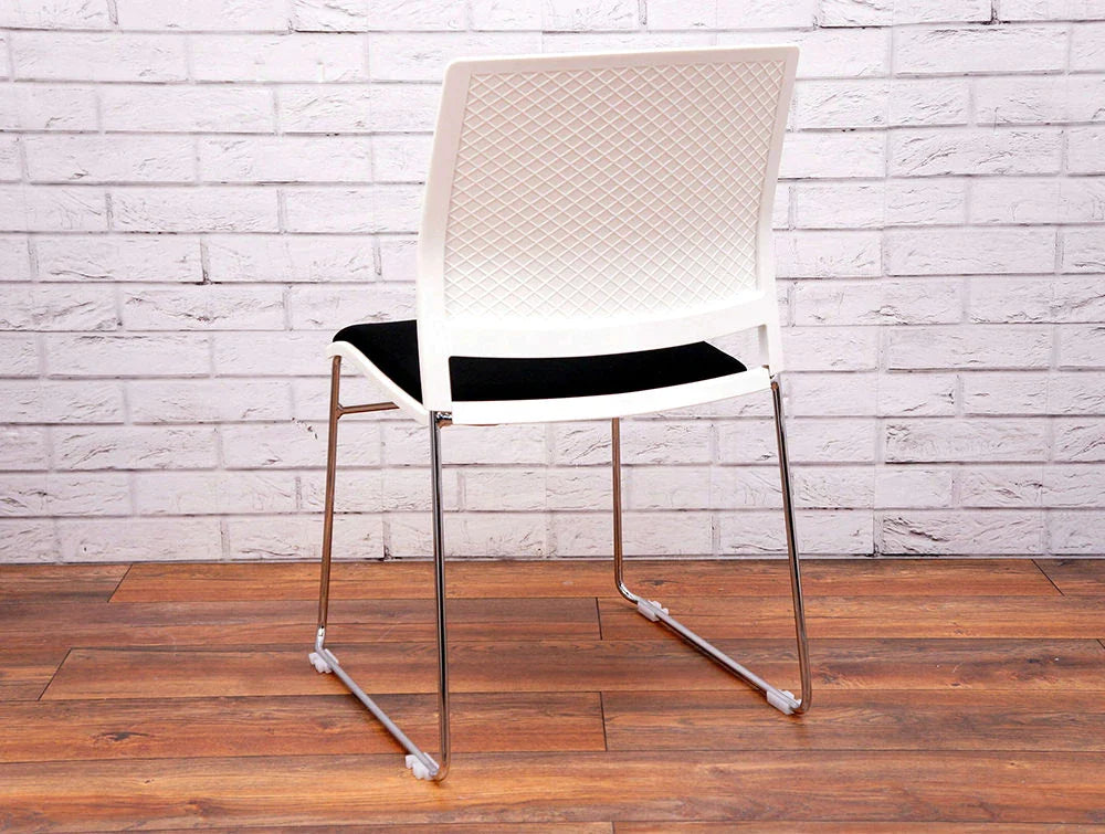 Verse Multipurpose Stacking Chair in White and Black Rear View