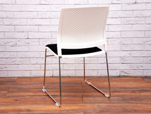 Verse Multipurpose Stacking Chair in White and Black Rear View