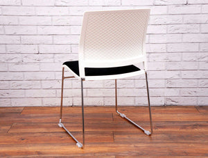 Verse Multipurpose Stacking Chair In White And Black Rear View