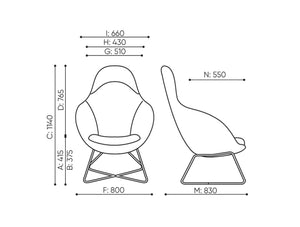 Vieni High Backrest Lounge Chair Dimensions