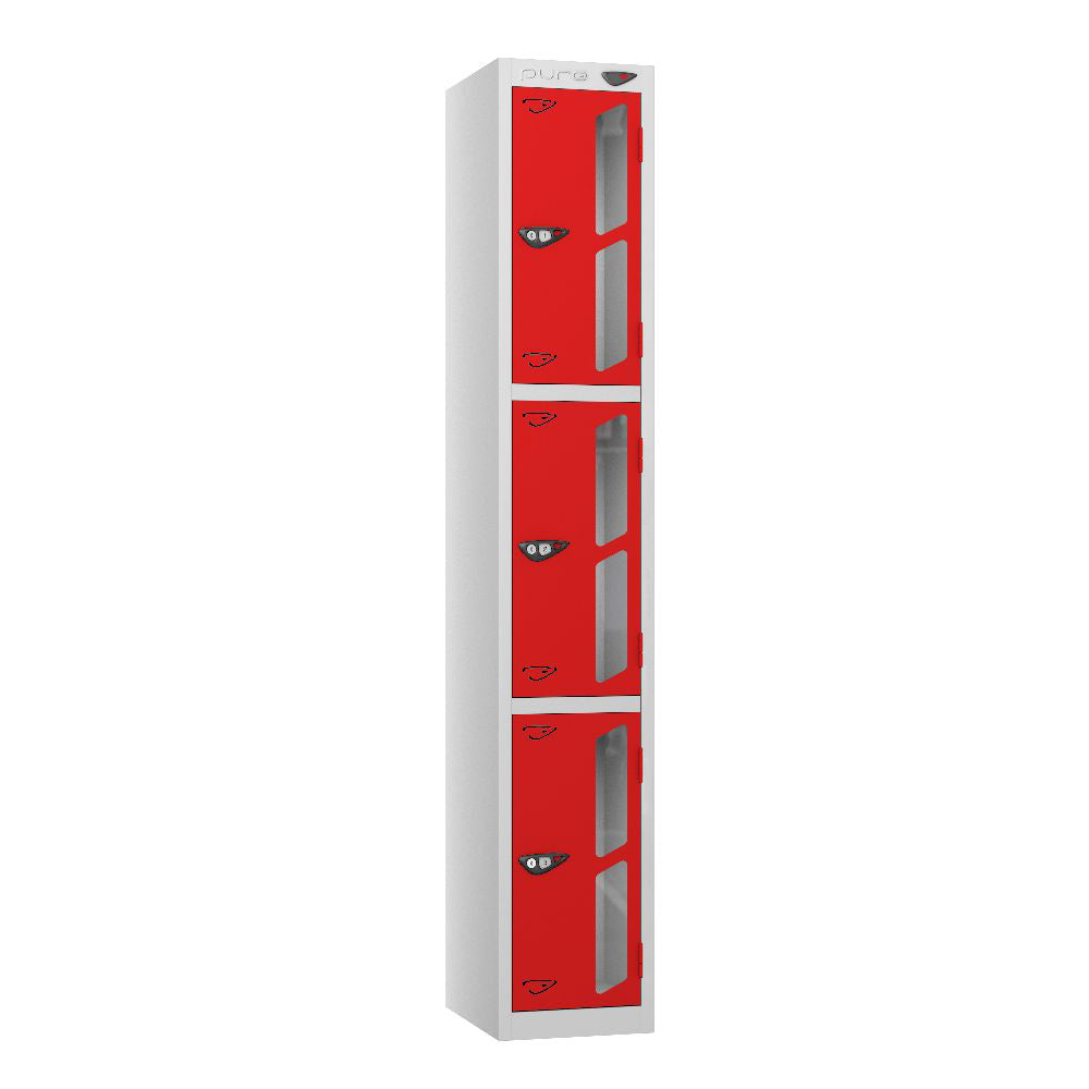 Vision 3-Door Locker Pearl Silver Flame Red