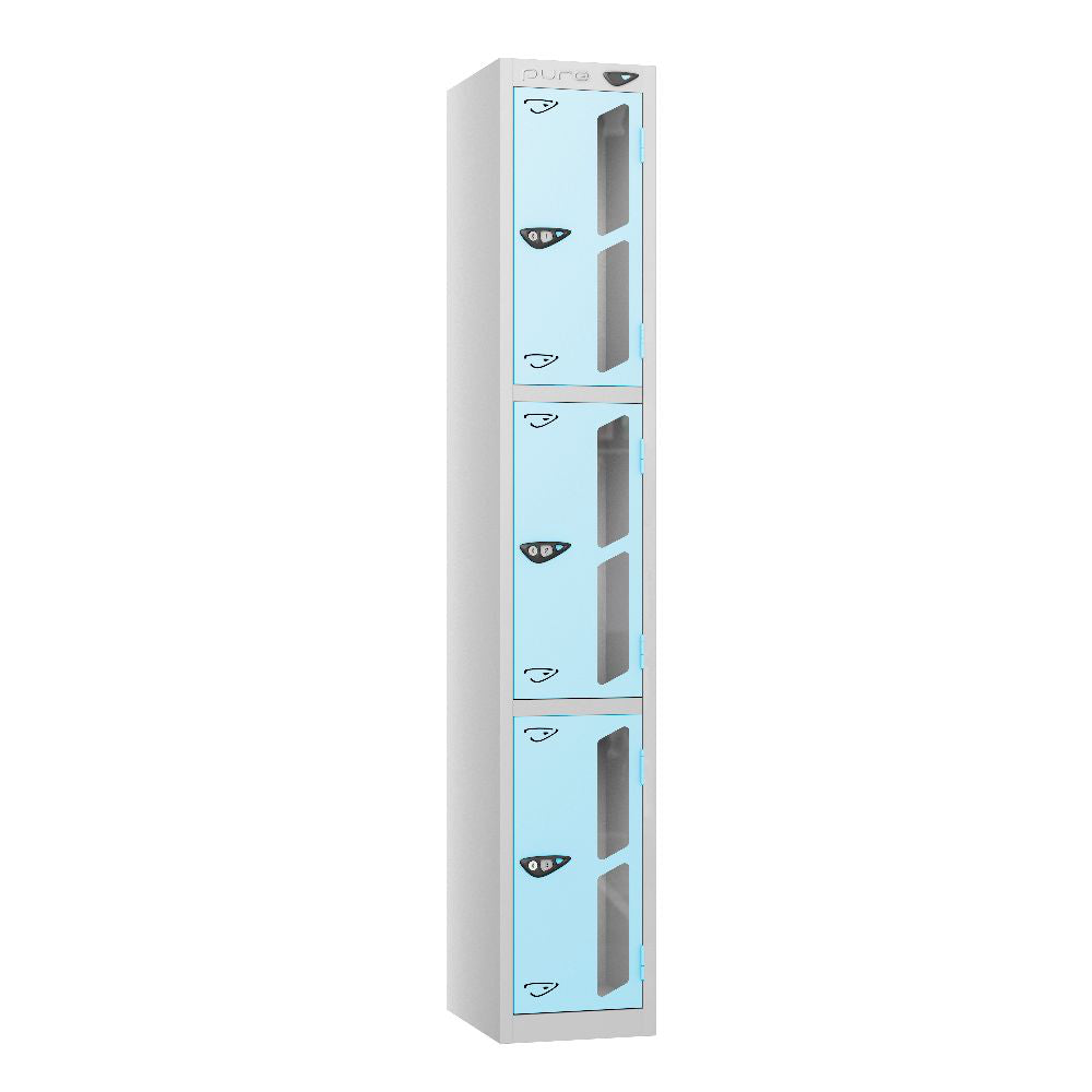 Vision 3-Door Locker Pearl Silver Ribbon Blue