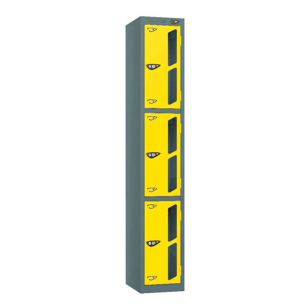 Vision 3-Door Locker Slate Grey Lemon Yellow