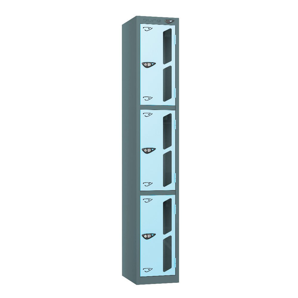 Vision 3-Door Locker Slate Grey Ribbon Blue