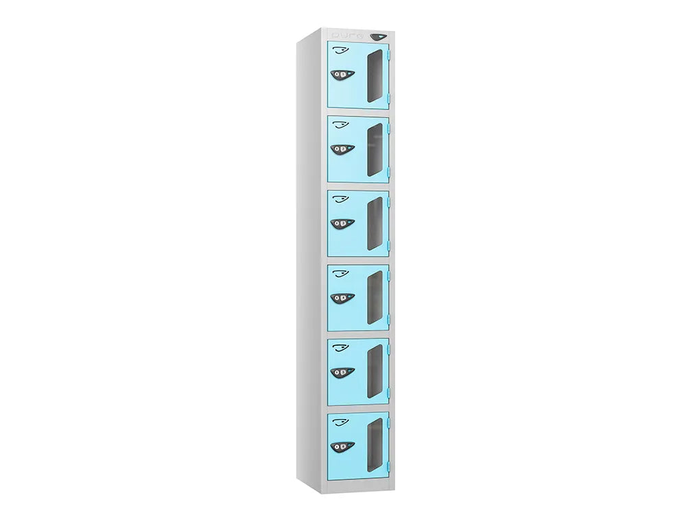 Vision 6-Door Locker - Pearl Silver & Ribbon Blue