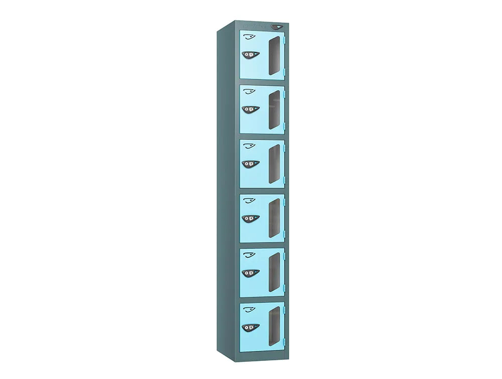 Vision 6-Door Locker - Slate Grey & Ribbon Blue