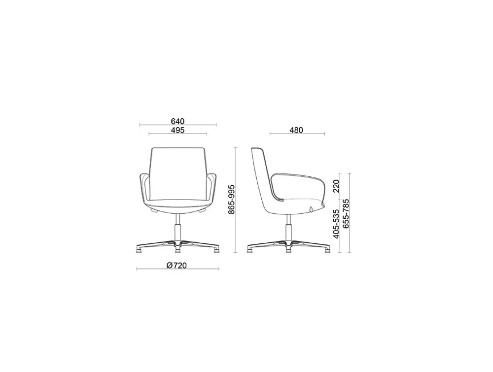 Why Not Meeting Office Chair With 4 Spoke Base 3 Dimensions