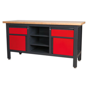 Workbench with 2 Drawers, 2 Cupboards and Open Storage AP1905A 2