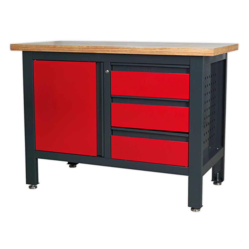 Workbench with 3 Drawers and Cupboard AP1372B 2
