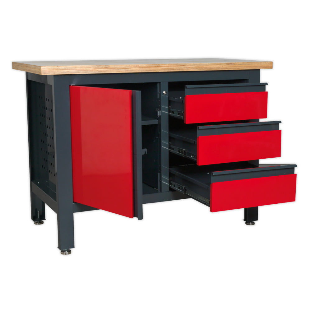 Workbench with 3 Drawers and Cupboard AP1372B 3