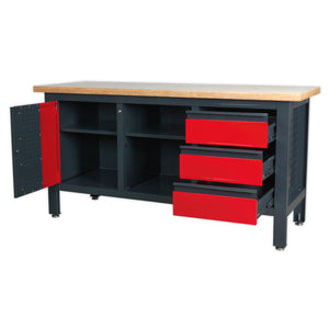 Workbench with 3 Drawers, 1 Cupboard and Open Storage AP1905B 4