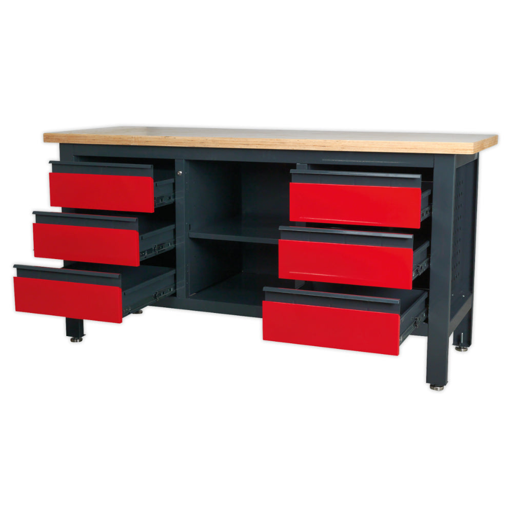 Workbench with 6 Drawers and Open Storage AP1905D 4