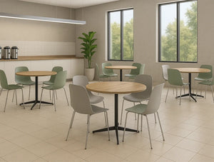 Ws.D Harmon Single Cylinder Based Table with Canteen Chair in Cafeteria Setting