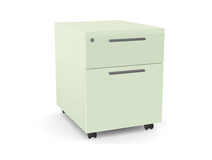 Ws.D Key 2 Drawer Pedestal in Oppland Green with Silver Straight Handle